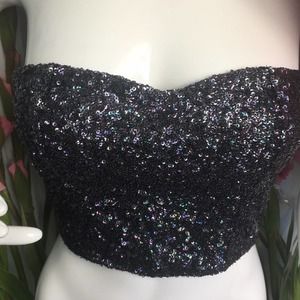 Charlotte Russe Corset Top Sequin Corset Top Women's Top Stretchy EUC Size XS/S